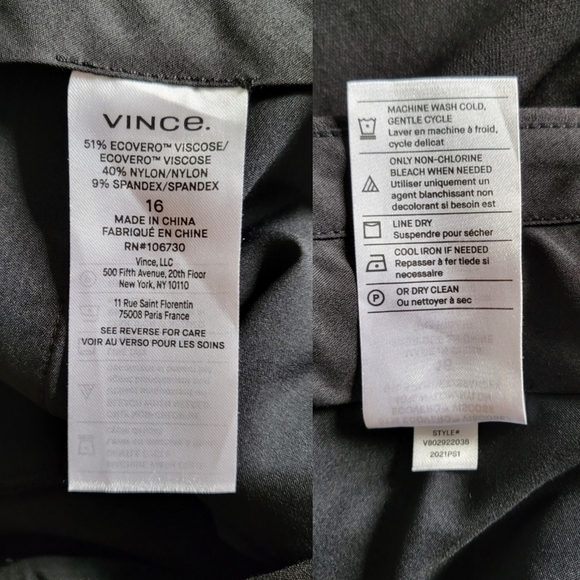 Vince Pintuck Tapered High Waist Black Trouser Pants Style#V802922038 NWT Sz 16 - Picture 17 of 17